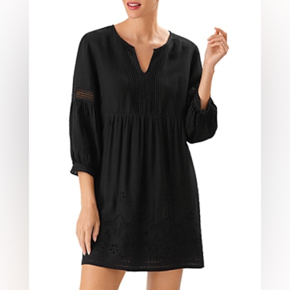 PERFECT CONDITION Tommy Bahama St. Lucia Linen-Blend Black Dress